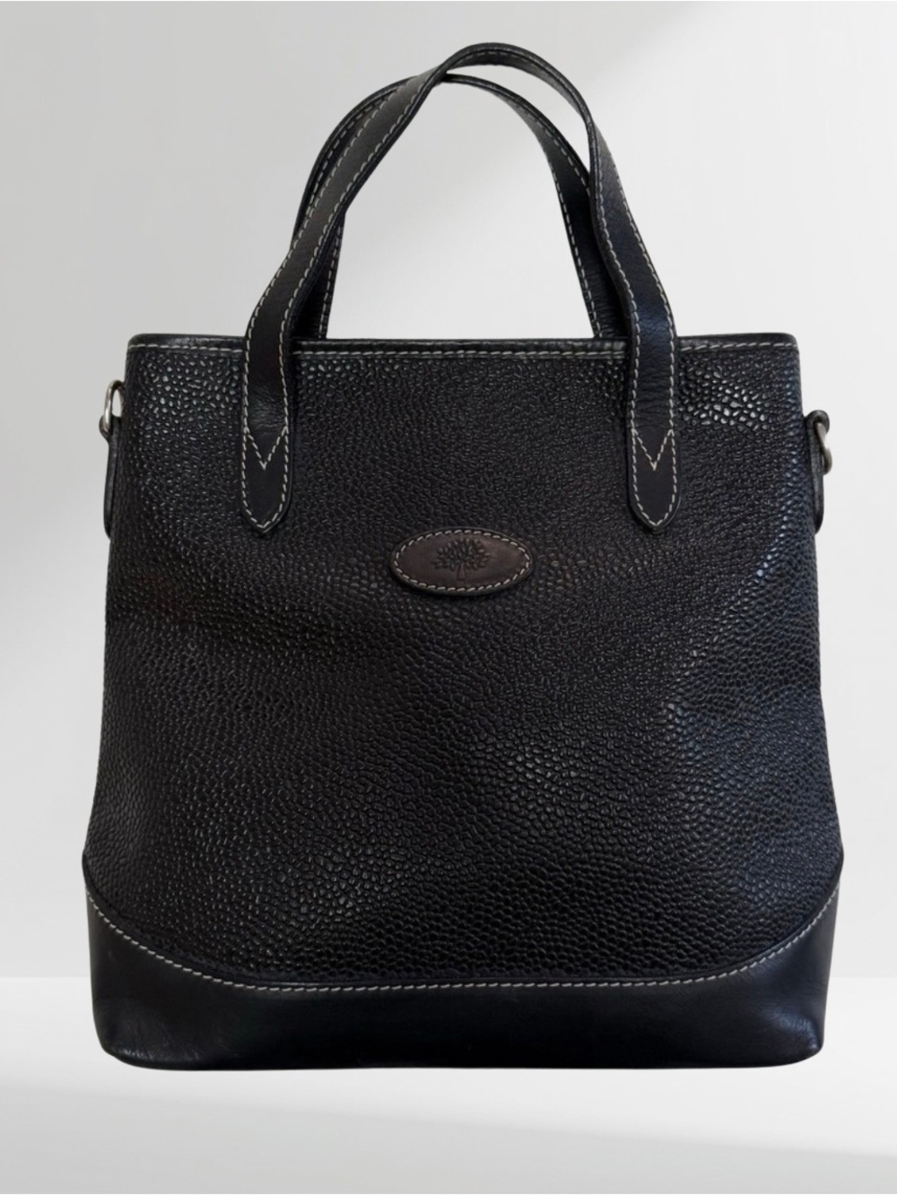 Vintage Mulberry Mini Bell Tote Bag Black Scotchgrain Pebble Leather Coin Purse
